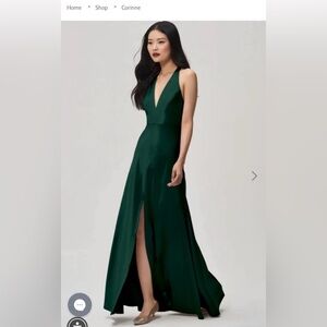 Jenny Yoo Corrine Satin Emerald Green Bridesmaids Dress Size 2